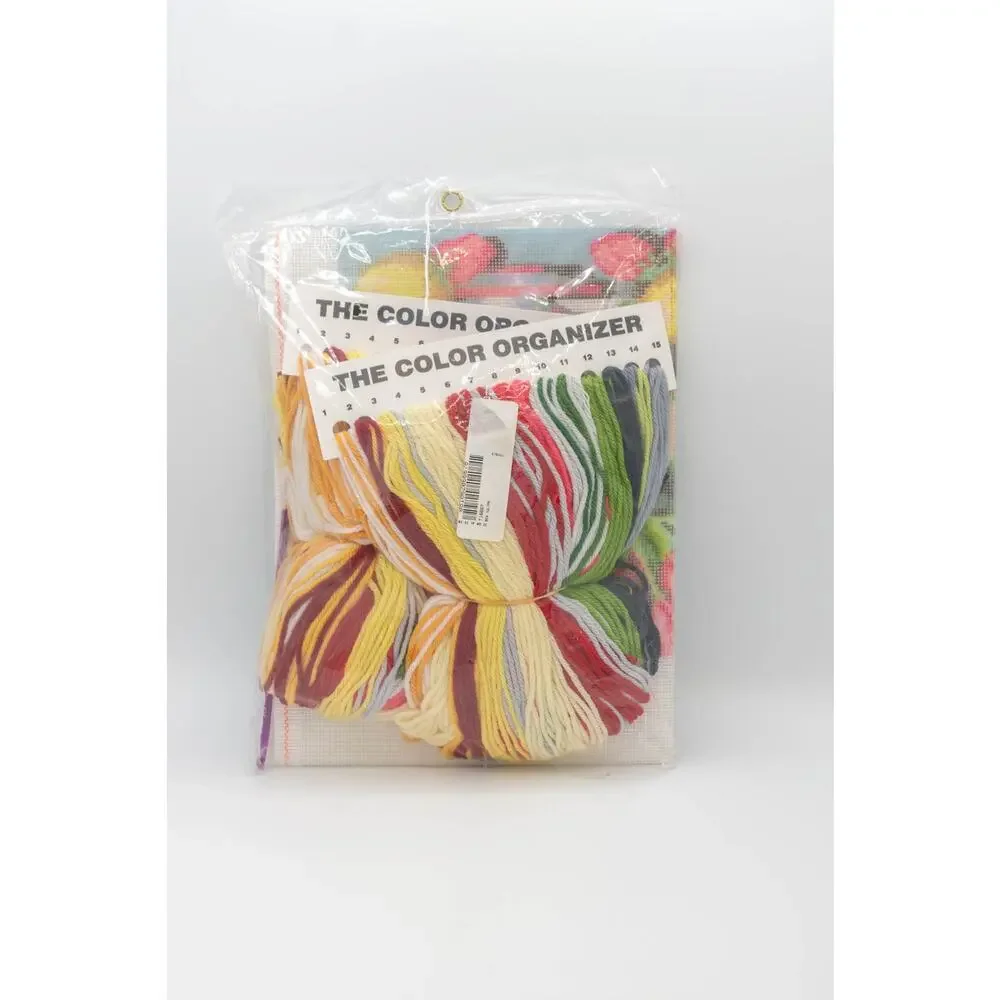 Vintage Needle Treasures Stitchery Needlepoint Kit Tulips Pitcher Fruit 14